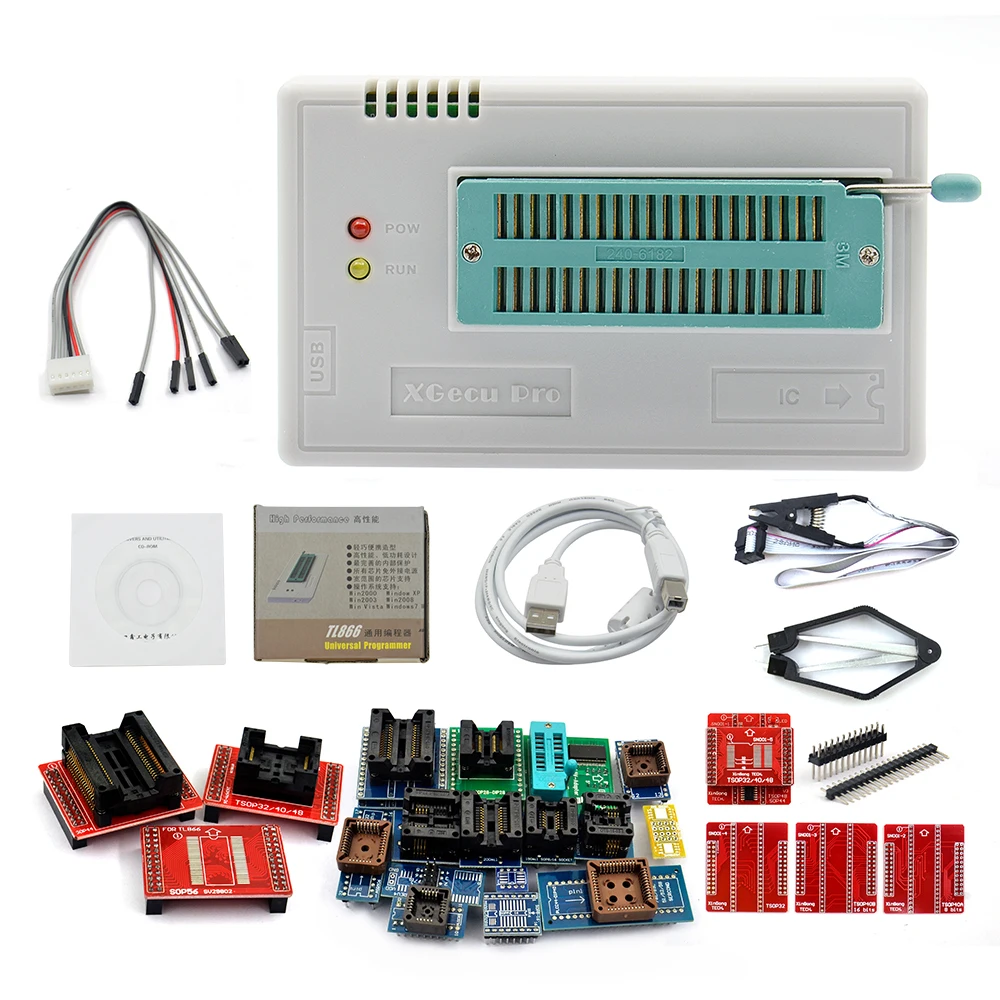 minipro TL866II плюс программист+ 24 адаптера+ SOP8 тестовый зажим AVR eeprom лучше, чем TL866CS/TL866A программист USB