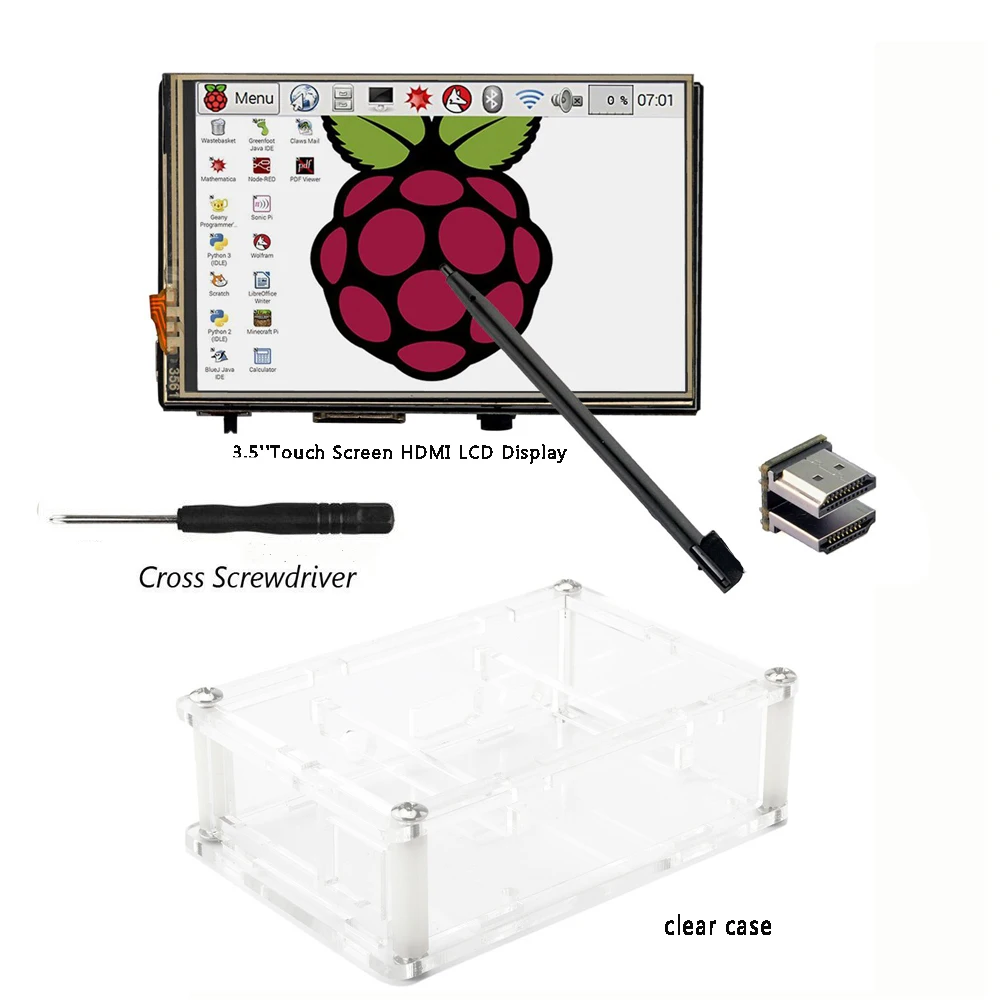 3,5 дюймов HDMI LCD TFT сенсоный экран дисплей с акриловым прозрачным чехол для Raspberry pi 2 и Pi 3 Модель B