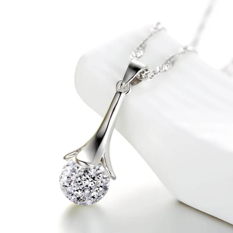 

925 sterling silver fashion Shambhala ball flower ladies pendant necklace women jewelry female short chain wholesale