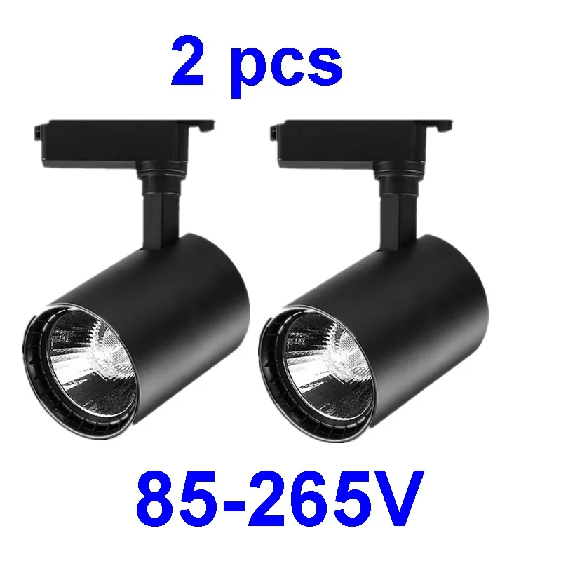 Black 2 pcs 2 шт. COB 30 Вт 20 Вт 10 Вт светодиодный Трековый светильник алюминиевый трек светильник ing Spot 85-265 в светодиодный рельс для одежды, обувного магазина, коммерческий светильник ing - Испускаемый цвет: Black 2 pcs