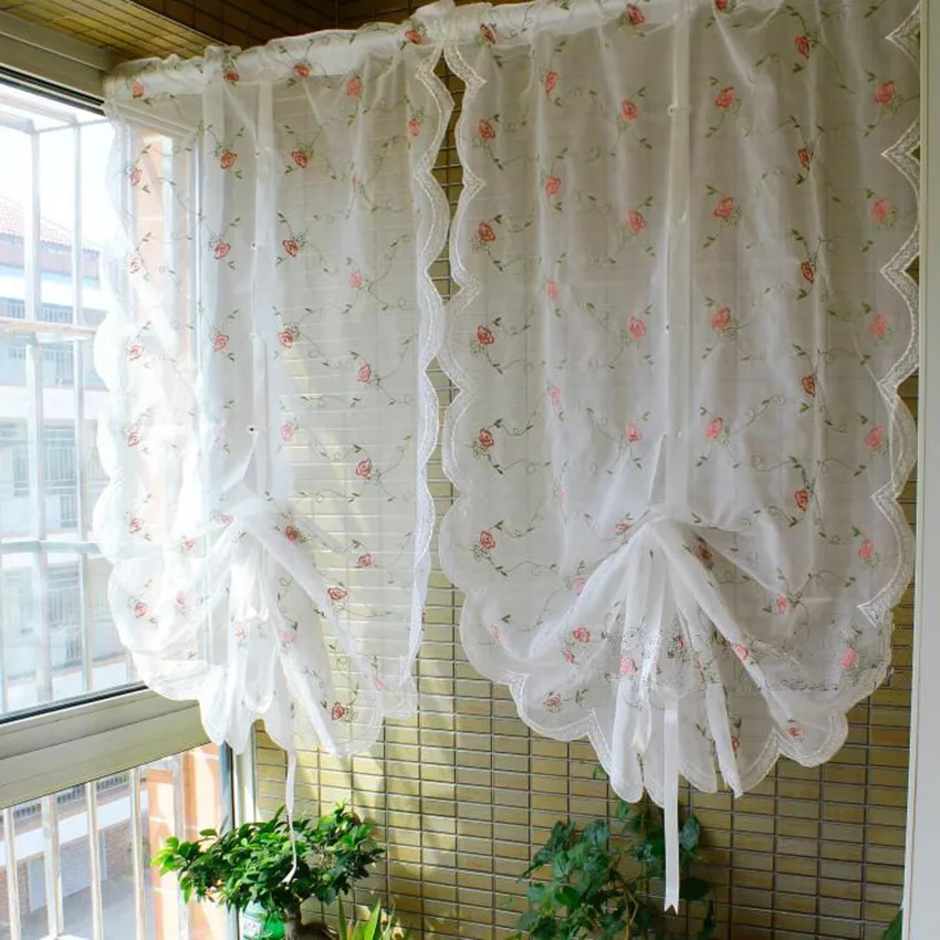Romatic белая пряжа во французском стиле с розовой вышивкой розы готовая занавеска