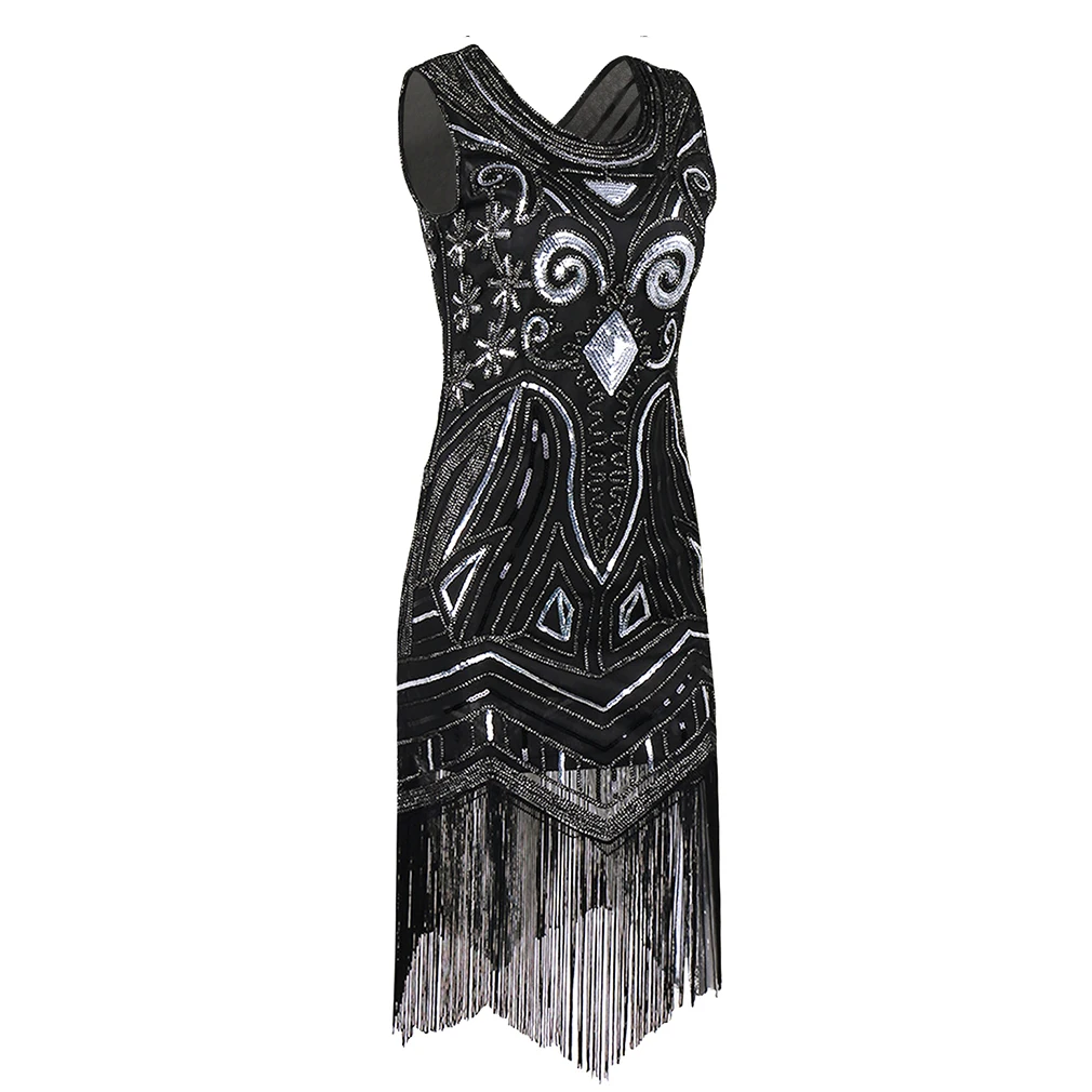 Женское новое модное платье с круглым вырезом украшенное бусинами и пайетками в