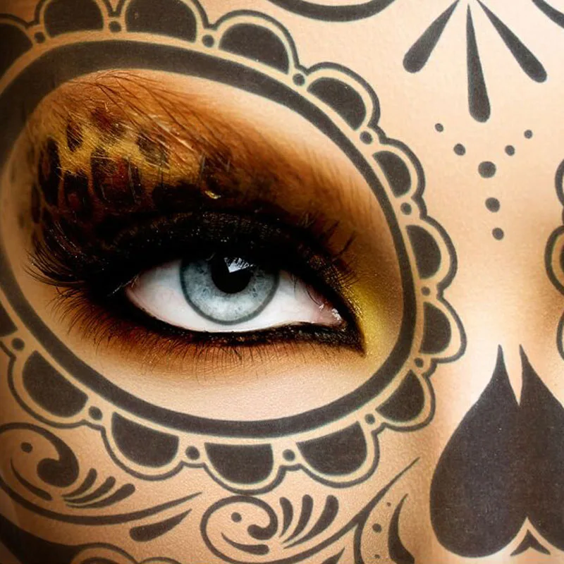 Водостойкая маска с изображением Дня мертвых черепов временная татуировка для