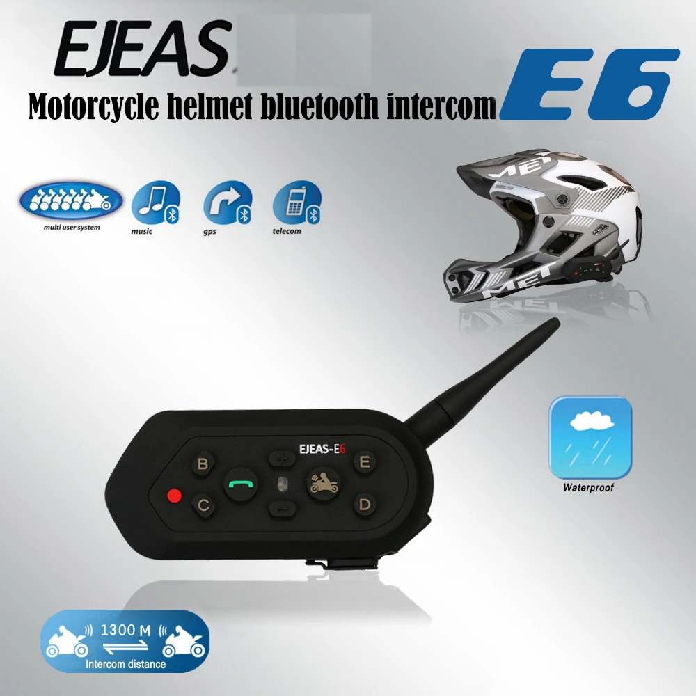 

1200M Max 6 Riders VOX Bluetooth мотоциклетная Интерком гарнитура для половины шлемов с полным лицом обновление программы предоставляется