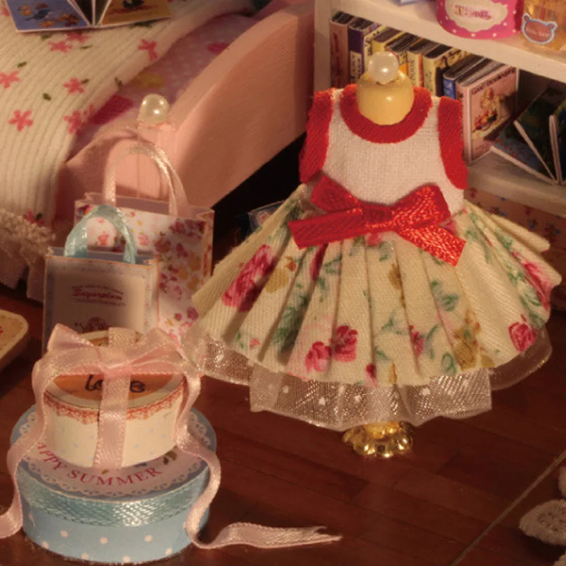 Кукольный домик комната Diy игрушечный домик Счастливый маленький мир миниатюрный сборный набор освещение миниатюрный кукольный домик ручной работы игрушечный деревянный дом