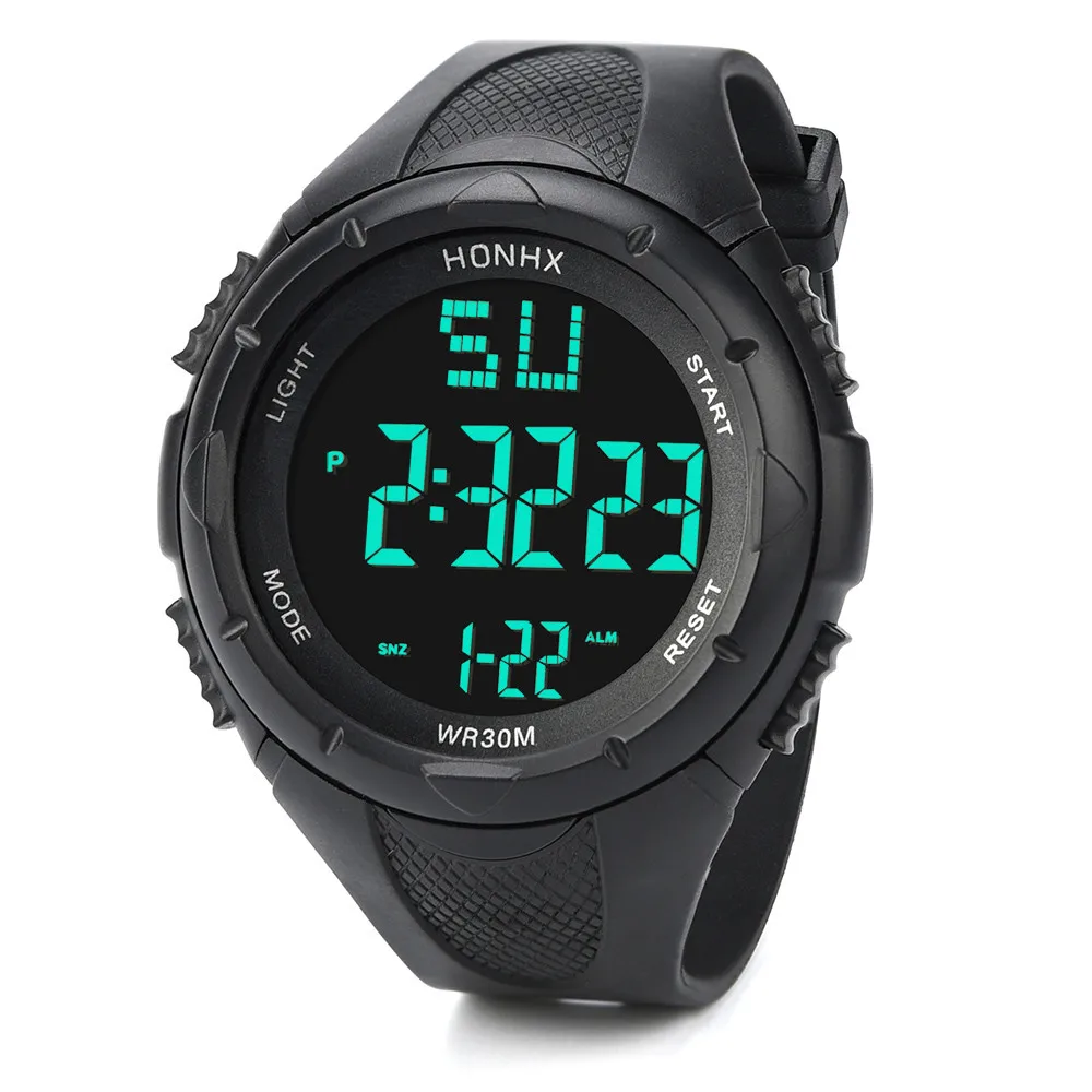 Honhx Mens светодио дный светодиодный цифровой Дата водостойкие спортивные