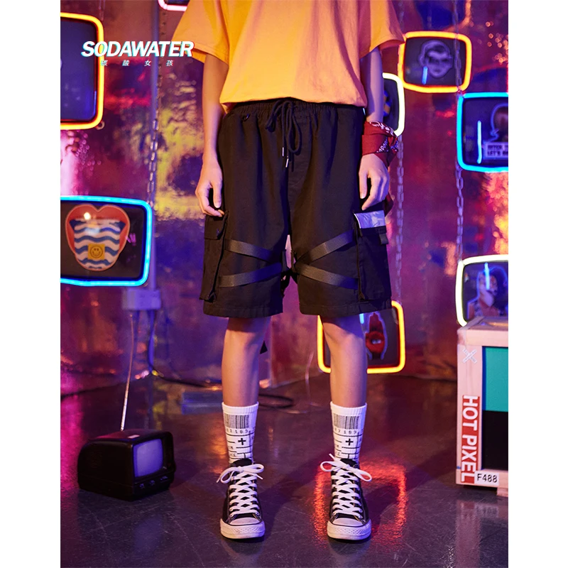 SODAWATER/Модные женские шорты из 100% хлопка для девушек спортивные черные шорты-карго