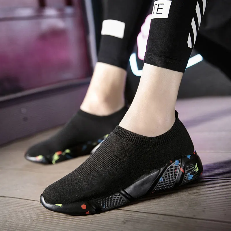 Multicolor MWY дышащие зимние ботильоны; женские носки; женские кроссовки; Повседневная Эластичная теплая обувь на платформе; Mujer tenis feminino - Цвет: Multicolor