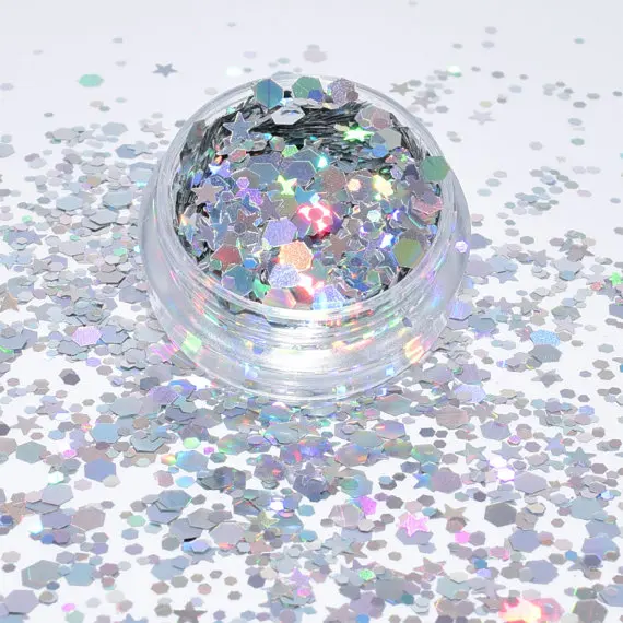 3 мм Звездный конфетти металлическая фольга звезды Серебристые Блестки УФ Гель