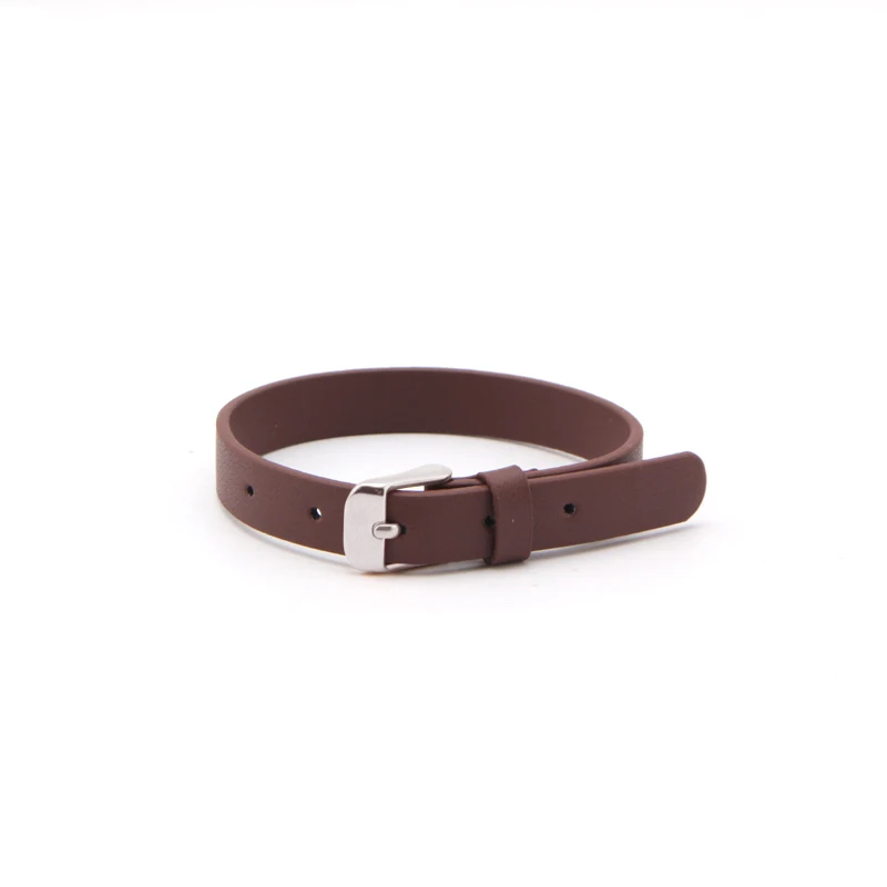 brown leather Высокое качество Натуральная кожа Ремешок кожаный обертывающийся браслет подходит для DIY Шарм может резьба логотип - Окраска металла: brown leather