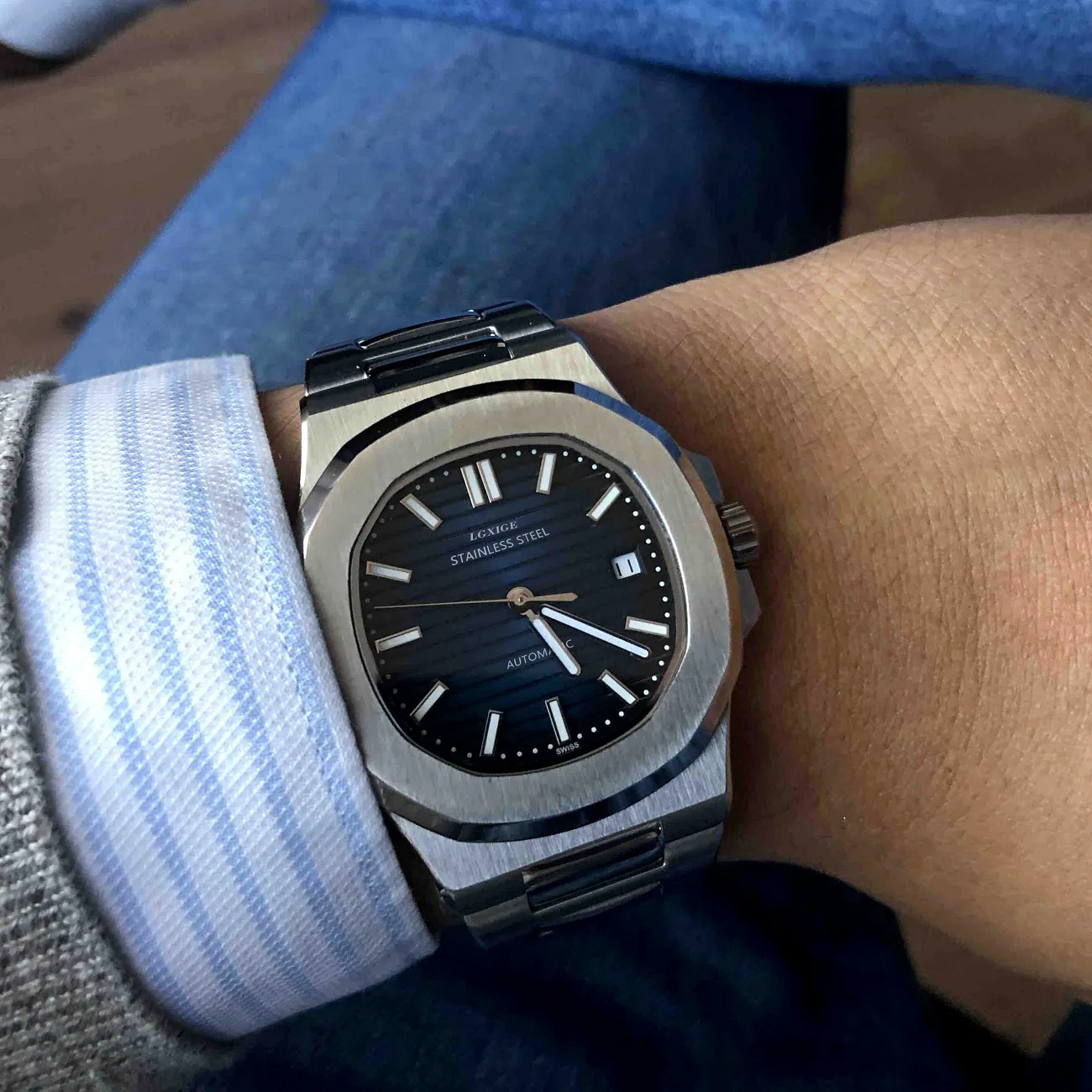 LGXIGE новые AAA автоматические механические водонепроницаемые часы Patek ремешок из нержавеющей стали топ роскошная атмосфера полный дисплей мужской стиль