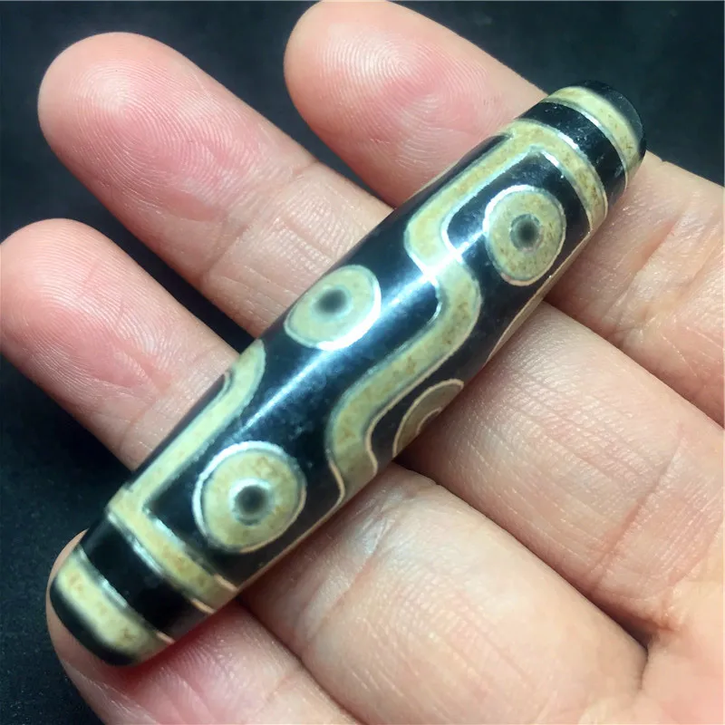Inlay Silver 9 Eyes Dzi Beads 13MM*57MM Natural Agate Stone for Bracelet and Necklace High Quality |