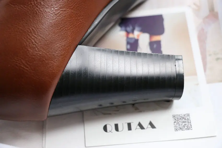 QUTAA/; женские сапоги до колена; модные зимние сапоги из искусственной кожи на платформе и высоком квадратном каблуке; женские мотоциклетные сапоги; большие размеры 34-43