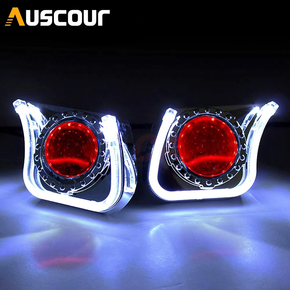 3," дюймовая Форма led angel eye DRL кожух крышка декоративная маска для 2,5"/3,0 Би-ксеноновые линзы проектора украшение для автомобиля