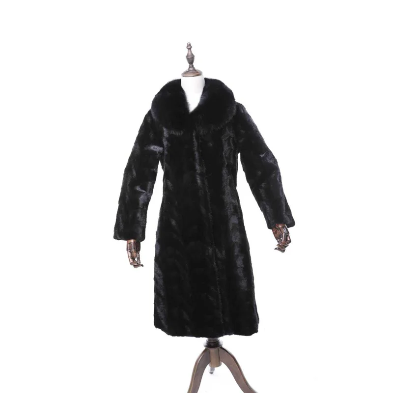 (TopFurMall) зимняя женская шуба из натурального меха норки с лисьим меховым