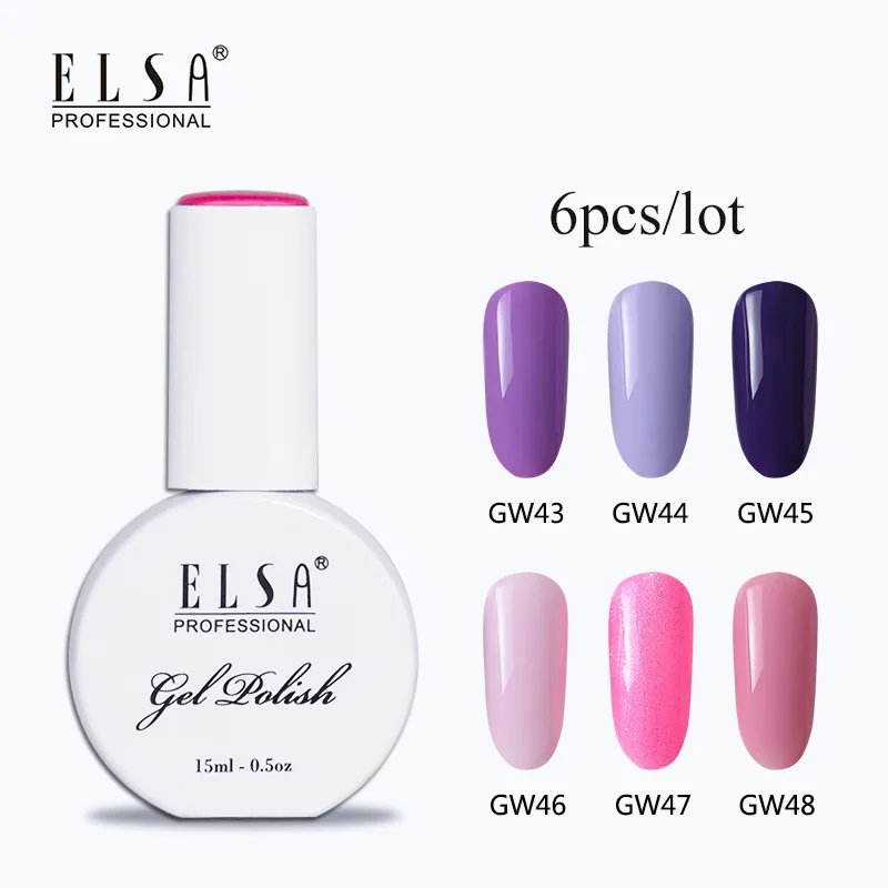Elsa 15 мл гель для ногтей 6 шт./лот DIY ногтей УФ набор гель-лаков для ногтей впитывающийся Красота Серия лак для ногтей телесный цвет гель большая бутылка - Цвет: Set 6