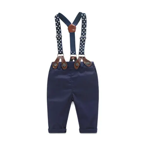 2019 New Hot Sale Newborn Kids Baby Boy Bow Tie Plaid Shirt Suspender Pants Trousers Outfit Set |