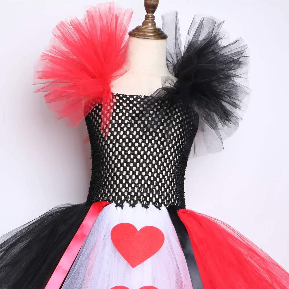 

Red Black White Queen of Heart Tutu Dress Fancy Girl Party Dress Alice Costumes for Girls Kids Halloween Birthday Dress 2-12Y
