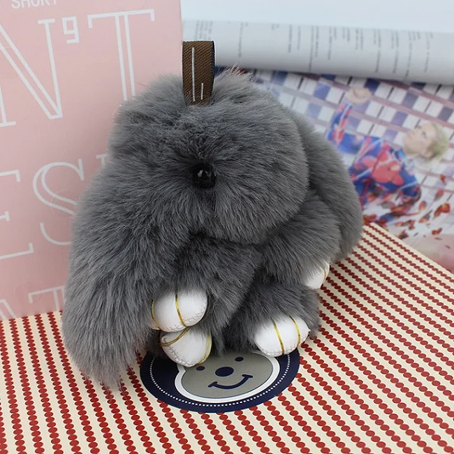 imitation wool Милый плюшевый кролик, брелок для женщин, меховой помпон, ангел, кролик, брелок для ключей, заяц, помпон, плюшевые куклы, игрушка для девочек, сумка, автомобильный брелок - Цвет: imitation wool