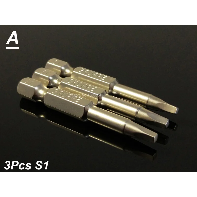 3Pcs S1 3 размера, набор из 3 шт., 50 мм, отвертка с квадратной головкой, биты 1/4 ''с шестигранным хвостовиком, магнитный Электрический драйвер, биты S1 S2 S3, ручные инструменты S2, сталь - Цвет: 3Pcs S1