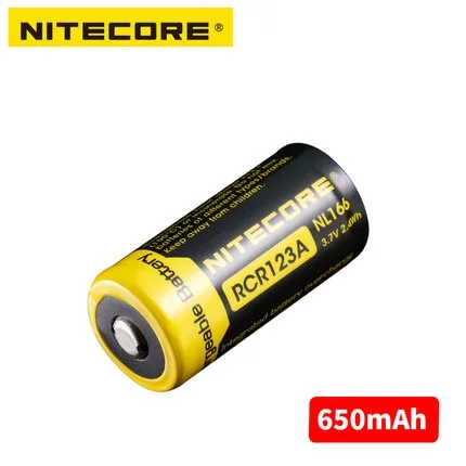 Бесплатная доставка литиевая перезаряжаемая батарея Nitecore NL166 16340 RCR123A 3 7 в 650 Втч