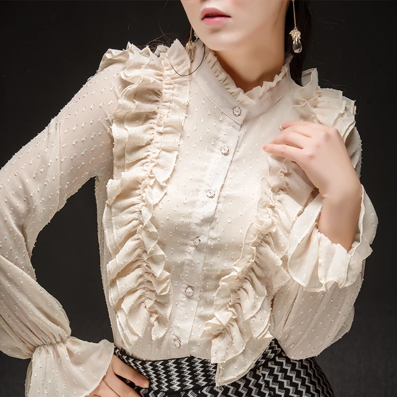 Женская шифоновая блузка с длинным рукавом весенняя модная свободная