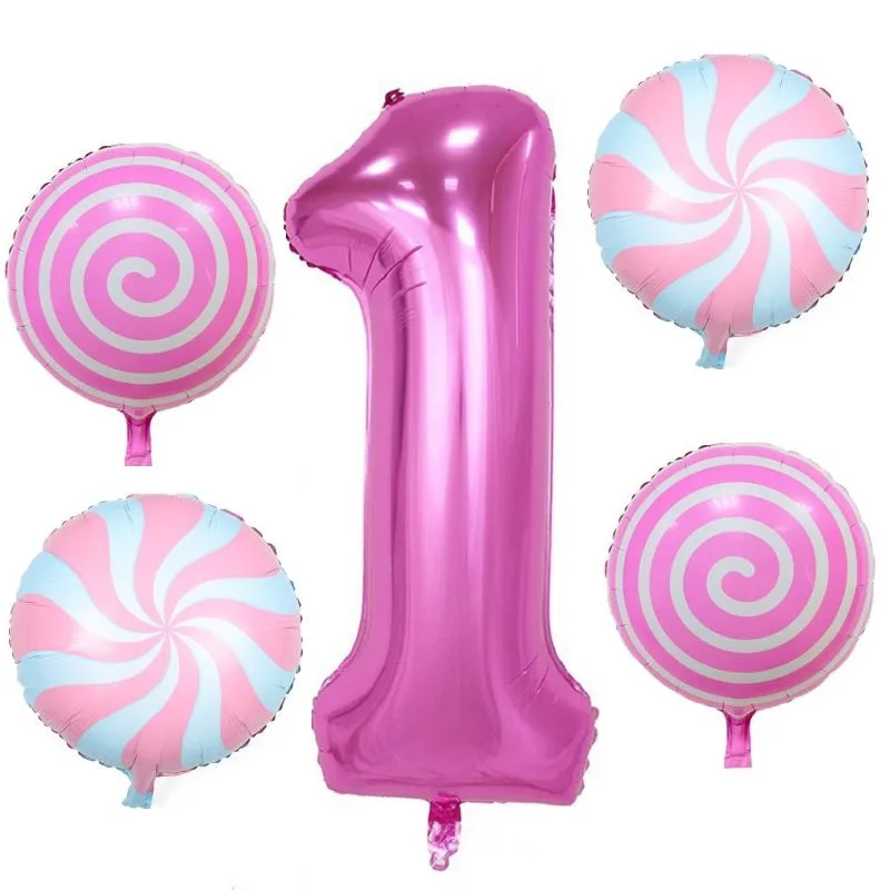 

5pcs Baby Shower 1st Foil Number Balloons 18inch Round Helium Balloon Birthday Party Decoration Inflatable Globo DIY Anniversary