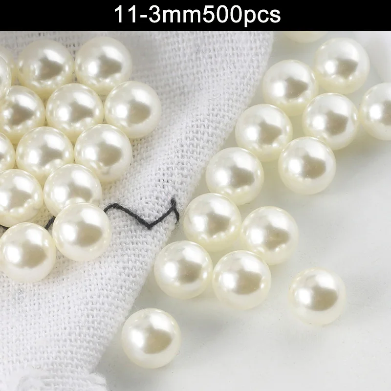 11-3mm 500pcs Разноцветные Круглые бусины из искусственного жемчуга без отверстий для рукоделия для женщин DTT88 - Цвет: 11-3mm 500pcs