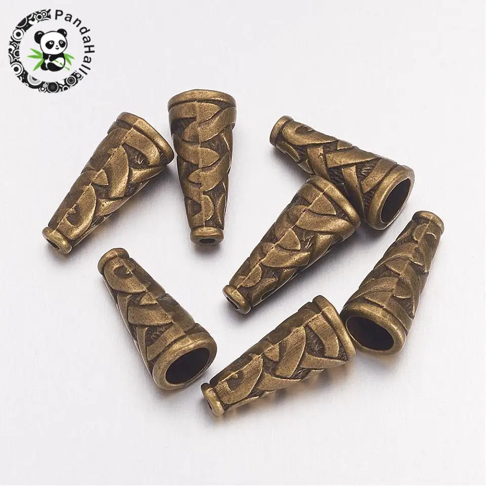 

Tibetan Style Caps, Cadmium Free & Lead Free & Nickel Free, Cone, Antique Bronze, 18x18x8mm, Hole: 1mm