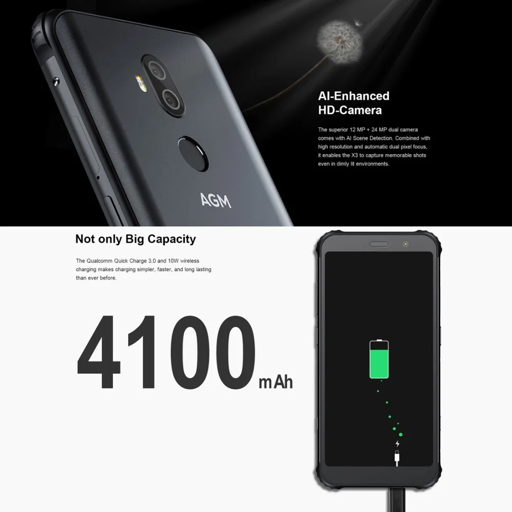LTE 4G AGM X3 Android 8,1, смартфон с двумя sim-картами, 8 ГБ, 128 ГБ, отпечаток пальца ID, 5,99 дюймов, Восьмиядерный, OTG, NFC, Беспроводная зарядка, мобильные телефоны