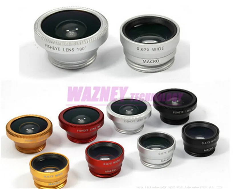 3 в 1 Универсальный клип на рыбном глазу Макро широкоугольный объектив мобильный