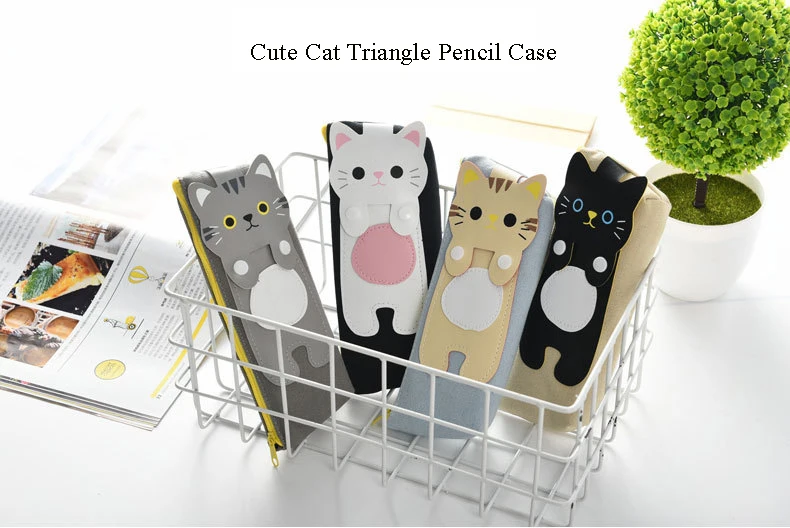 4 цвета, чехол для карандашей Kawaii Cats, чехол для карандашей, канцелярские принадлежности, поставка карандашей для хранения, чехол для карандашей s, школьные принадлежности