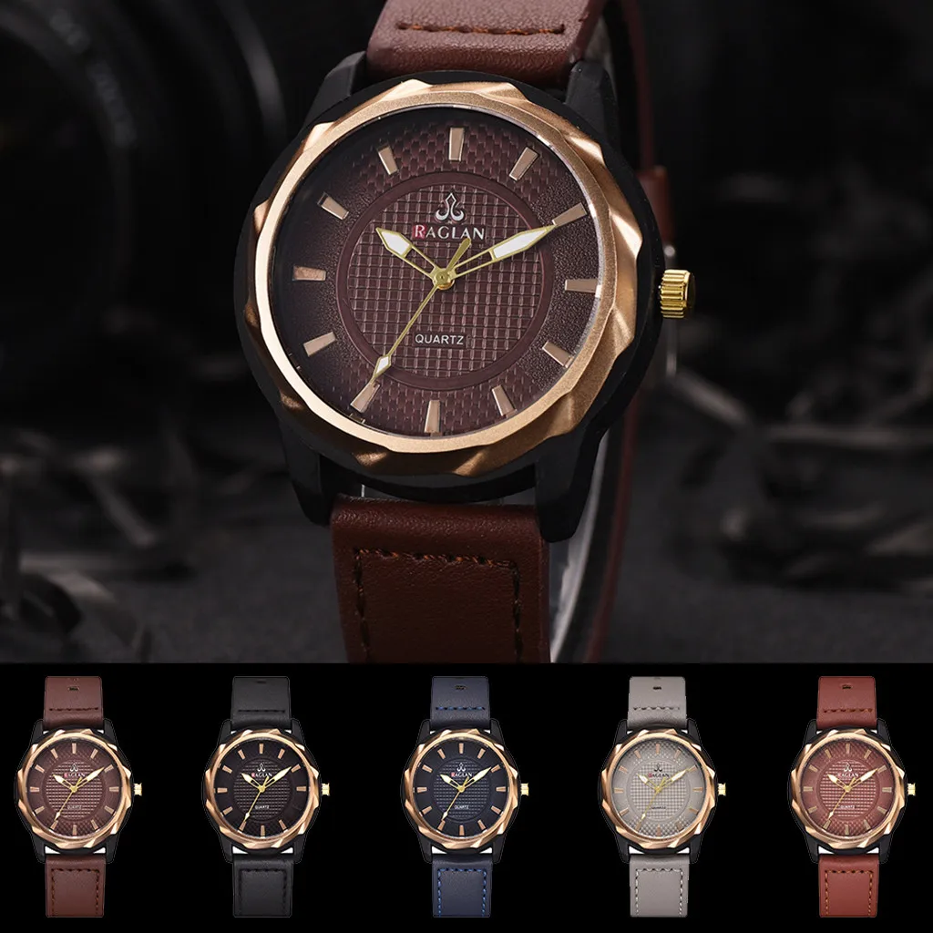 Винтажные классические часы Мужские кварцевые Высокое качество кожа мужские