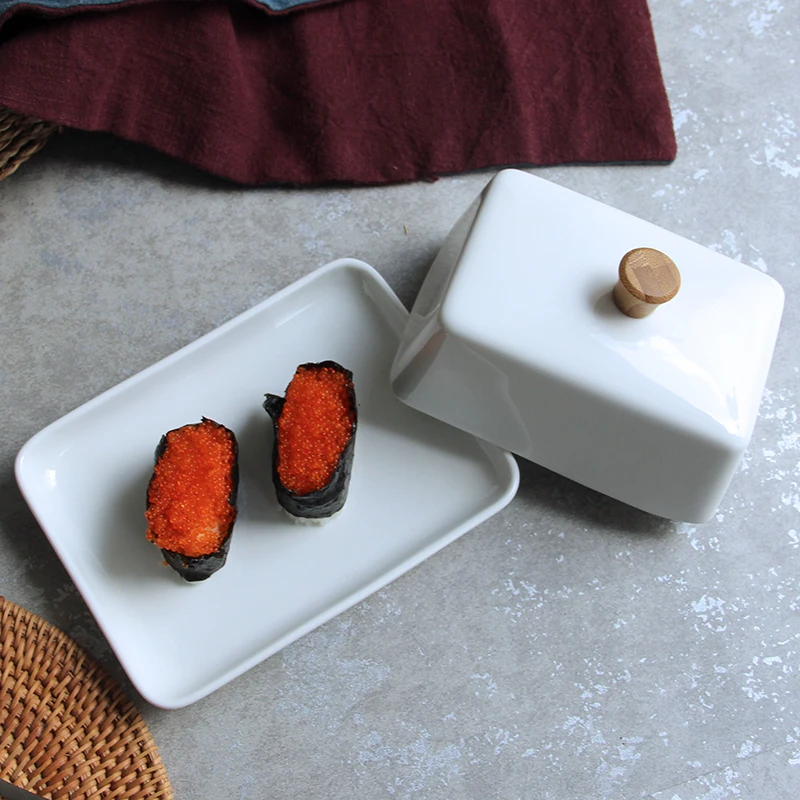 christmas White ceramic sushi small dish fruit compote fine cuisine exquisite dribbling cover butter | Дом и сад