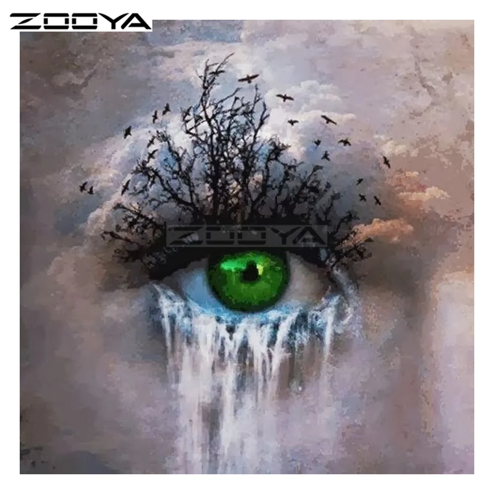 ZOOYA Алмазная вышивка персонаж ресницы Ветка Птица вода алмазная живопись