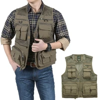 outdoor summer tactical fishing vest jackets men safari jacket multi pockets travel sleeveless jackets s 7xl plus size za561