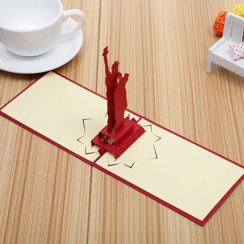Всплывающие 3D открытки на день рождения, открытки с аттракционами мира, деловые приглашения, подарки для мальчиков, открытки, туристические открытки для папы-бойфренда - Цвет: Statue of Liberty 2