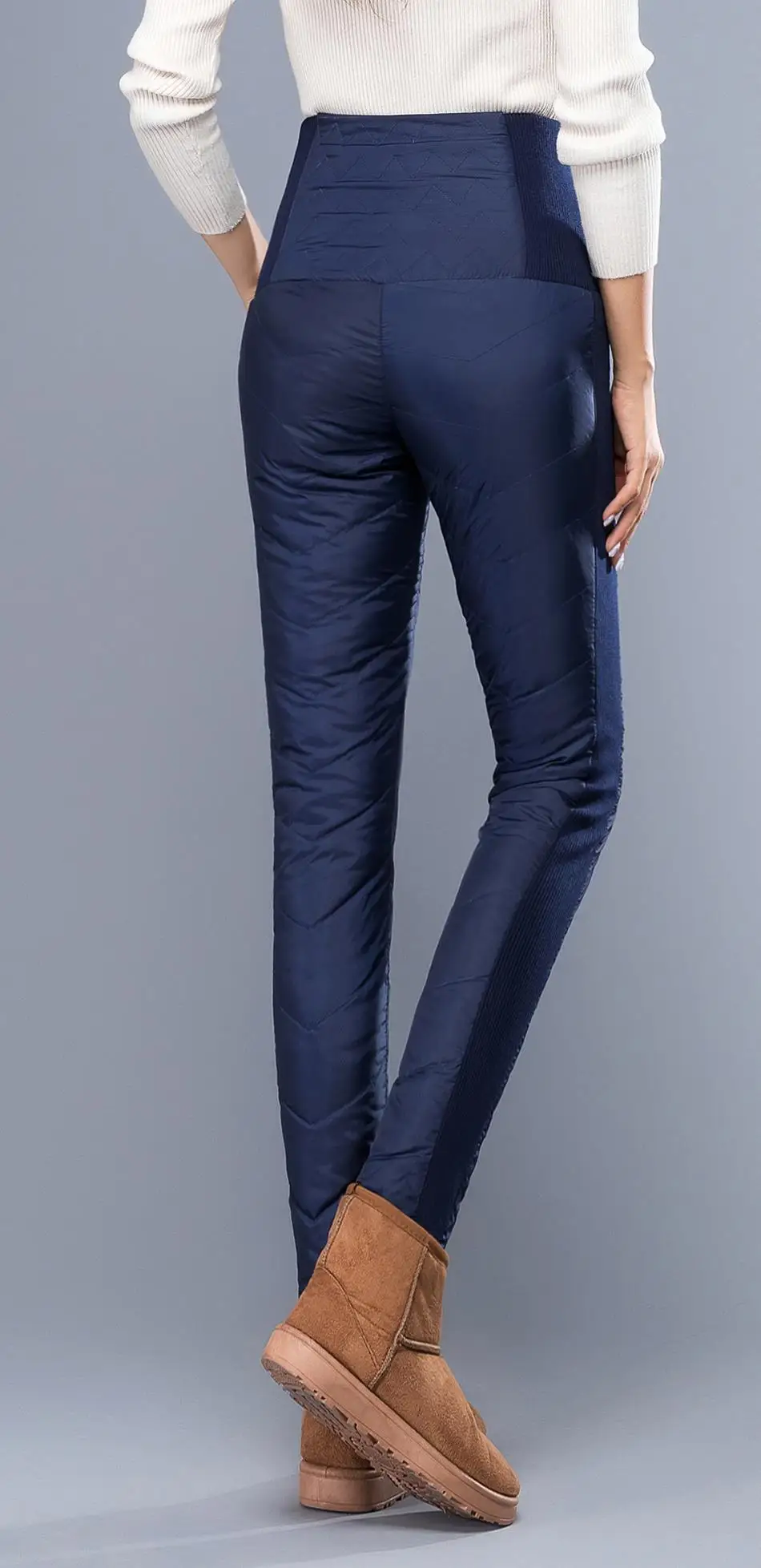 BerylBella, зимние женские пуховые штаны,, высокая талия, утиный пух, толстая верхняя одежда, тонкие узкие брюки, женские черные теплые брюки
