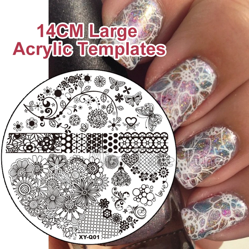 Большой круглый акриловый штамп для ногтей прозрачный 14 см полировка