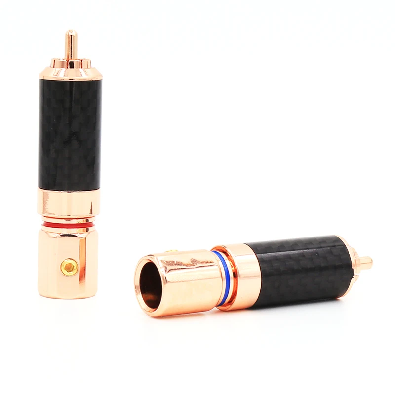 Free Shipping DIY 16pcs Carbon Fiber Rose Gold Plated RCA Jack Plug Solder Audio Cable Connector for HIFI | Электроника