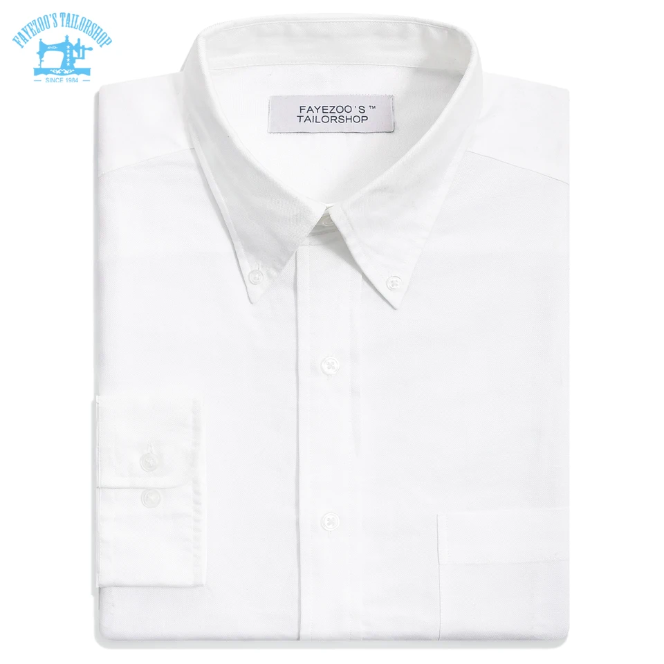 Fayezoo Oversize Non-Iron 100% хлопок Оксфорд-кнопка вниз воротник Япония Стиль белый