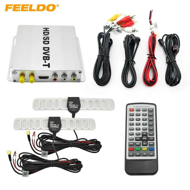 FEELDO цифровой двойной тюнер для автомобиля HD H.264 MPEG-4 HD/SD различные каналы DVB-T