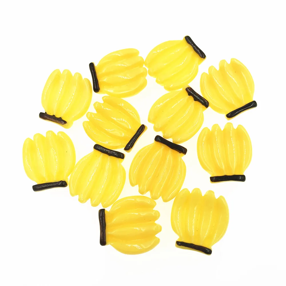10 штук миниатюрных плоских фруктовых кабошонов из смолы с плоской задней стороной, имитация бананов для декоративных ремесел DIY, центр для волосных луков, скрапбукинг.