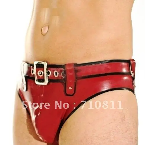 

fancy sexy rubber latex costume nature latex rubber briefs including belt