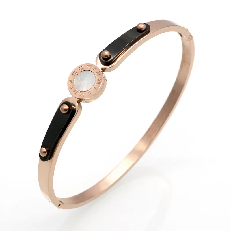 Модные 316L Нержавеющая сталь Браслет-манжета римские цифры письмо браслет с