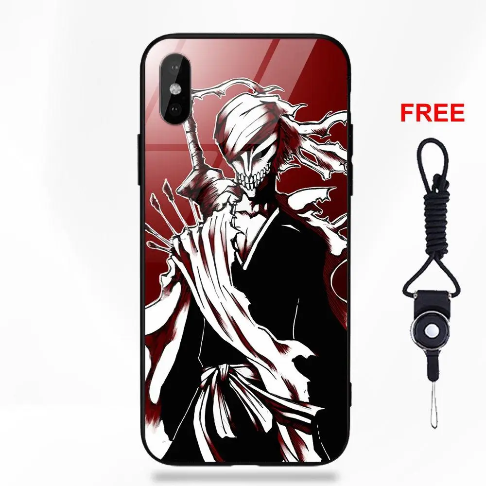 Soft TPU Frame Tempered Glass Art Print Cover Case Anime Bleach Ichigo Mas For Apple iPhone X XS Max XR 5 5C 5S SE 6 6S 7 8 Plus | Мобильные