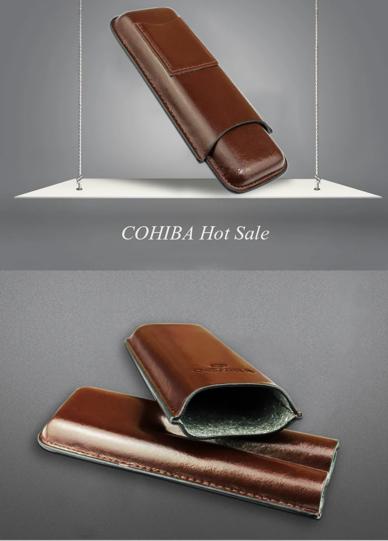 COHIBA Коричневый кожаный 2 трубки Путешествия сигары чехол/хьюмидор, подходит для работы с кубинская сигара