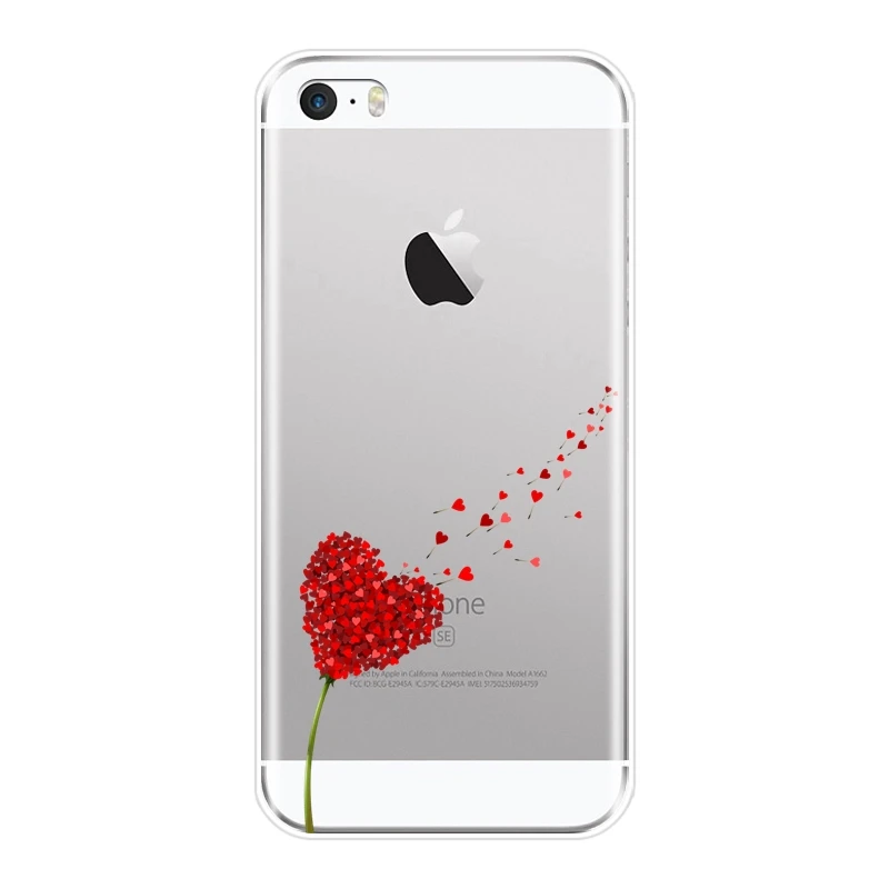 Чехол для Телефона iPhone 5 S 5C задняя крышка из мягкого силикона с черным сердцем