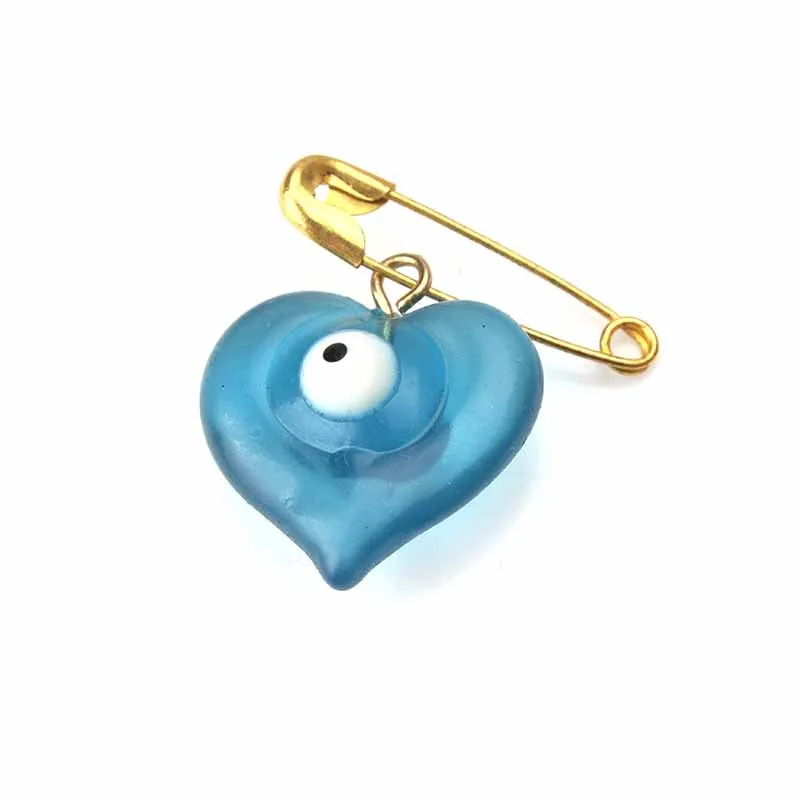 

5pcs/lot 18*22mm Blue Evil Eye Heart Brooch & Pin For Women Brooch Pins Button Jacket Collar Lapel Pins Badge evil eye Jewelry