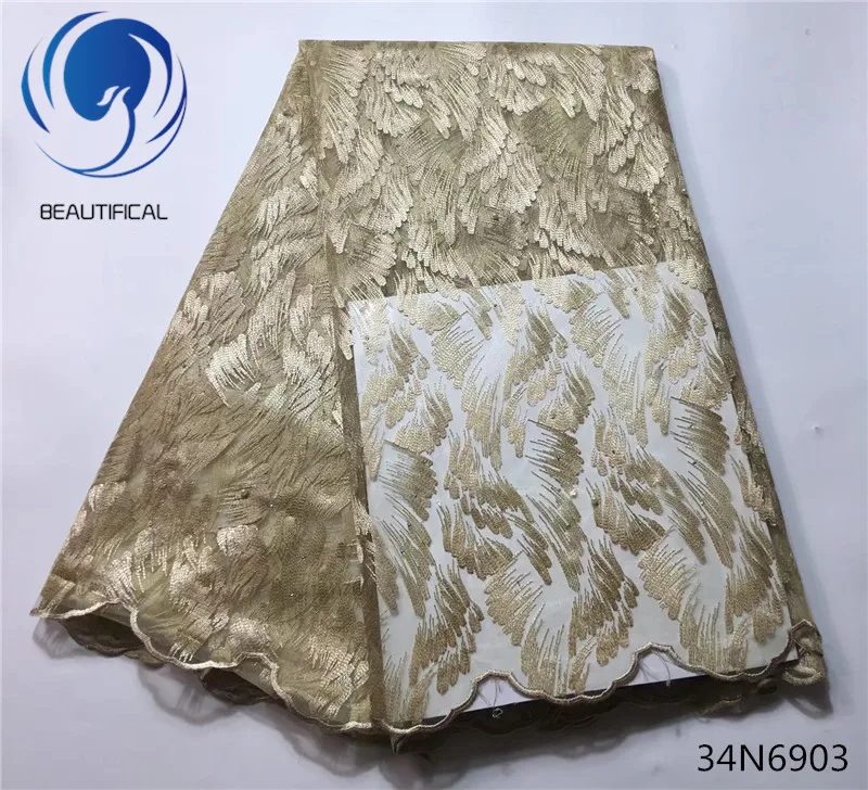 Beautifical White french lace fabric High quality african tulle for wedding dress nigerian with stones 34N69 | Дом и сад
